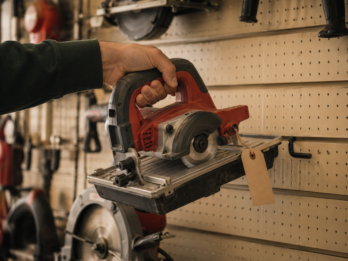 A Hollis Hardware employee giving a customer a practical tool lesson at the Lending Bench.